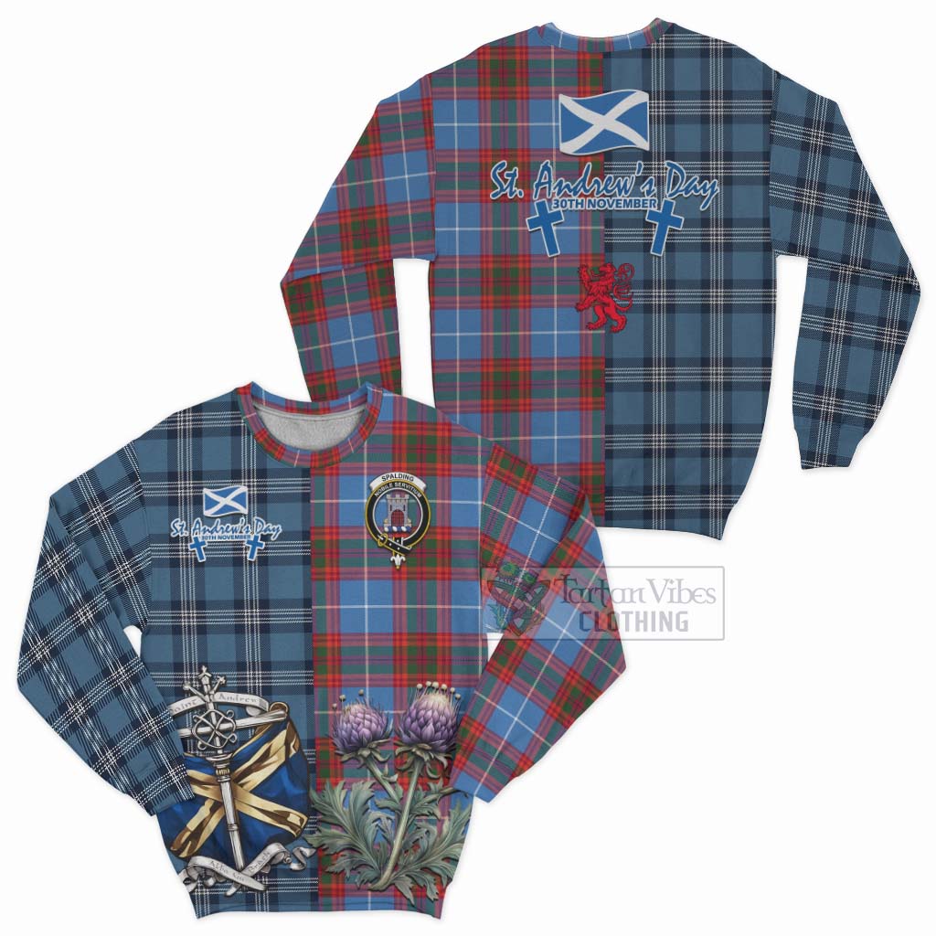 Spalding Tartan Sweatshirt Happy St. Andrew's Day Half Tartan Style Unisex - Tartan Vibes Clothing