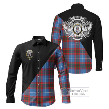 Spalding Tartan Long Sleeve Button Shirt with Family Crest and Military Logo Style