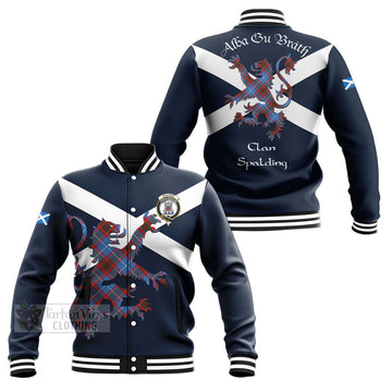Spalding Tartan Lion Rampant Baseball Jacket Proudly Display Your Heritage with Alba Gu Brath and Clan Name Unisex - Tartan Vibes Clothing