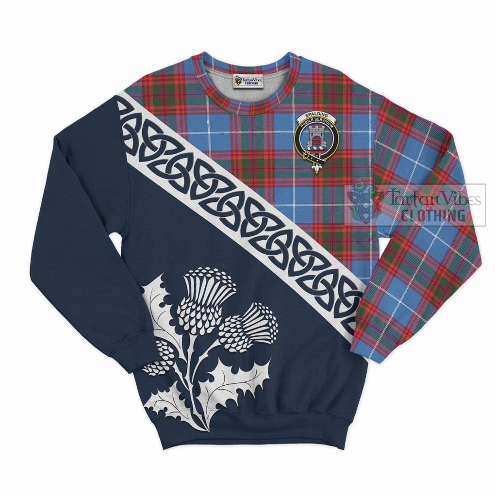 Spalding Tartan Sweatshirt Featuring Thistle and Scotland Map Unisex - Tartan Vibes Clothing