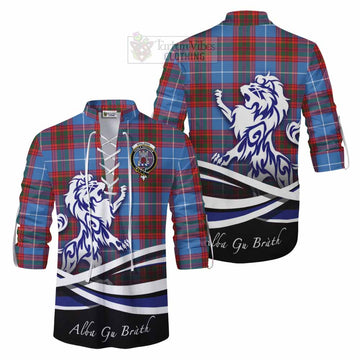 Spalding Tartan Ghillie Kilt Shirt with Alba Gu Brath Regal Lion Emblem Men - Tartan Vibes Clothing