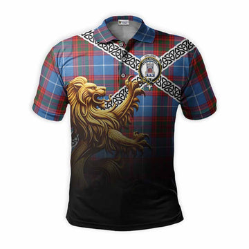 Spalding Crest Tartan Polo Shirt with Golden Lion Emblem Celtic Style Kid - Tartan Vibes Clothing