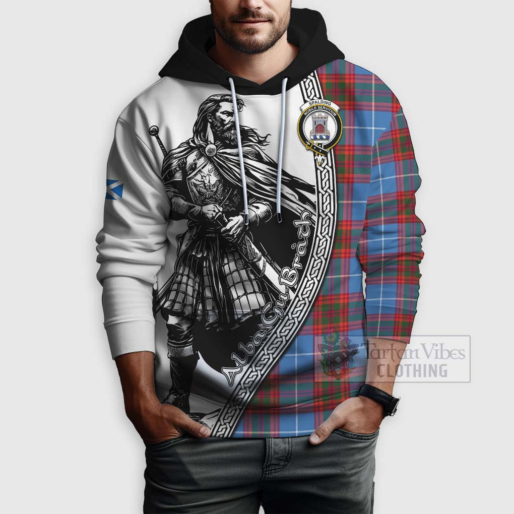 Spalding Tartan Clan Crest Hoodie with Highlander Warrior Celtic Style - Tartan Vibes Clothing