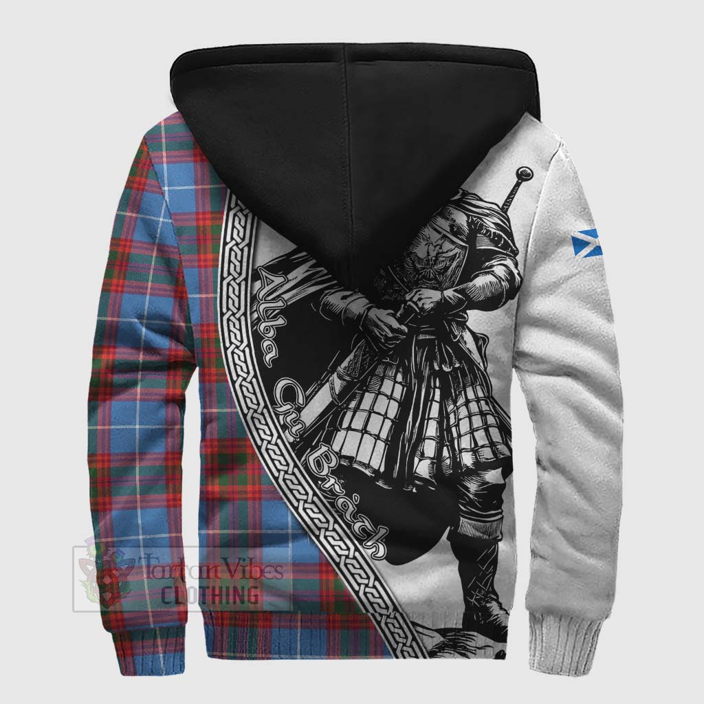 Spalding Tartan Clan Crest Sherpa Hoodie with Highlander Warrior Celtic Style - Tartan Vibes Clothing