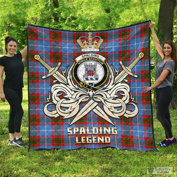 Spalding Tartan Quilt with Clan Crest and the Golden Sword of Courageous Legacy