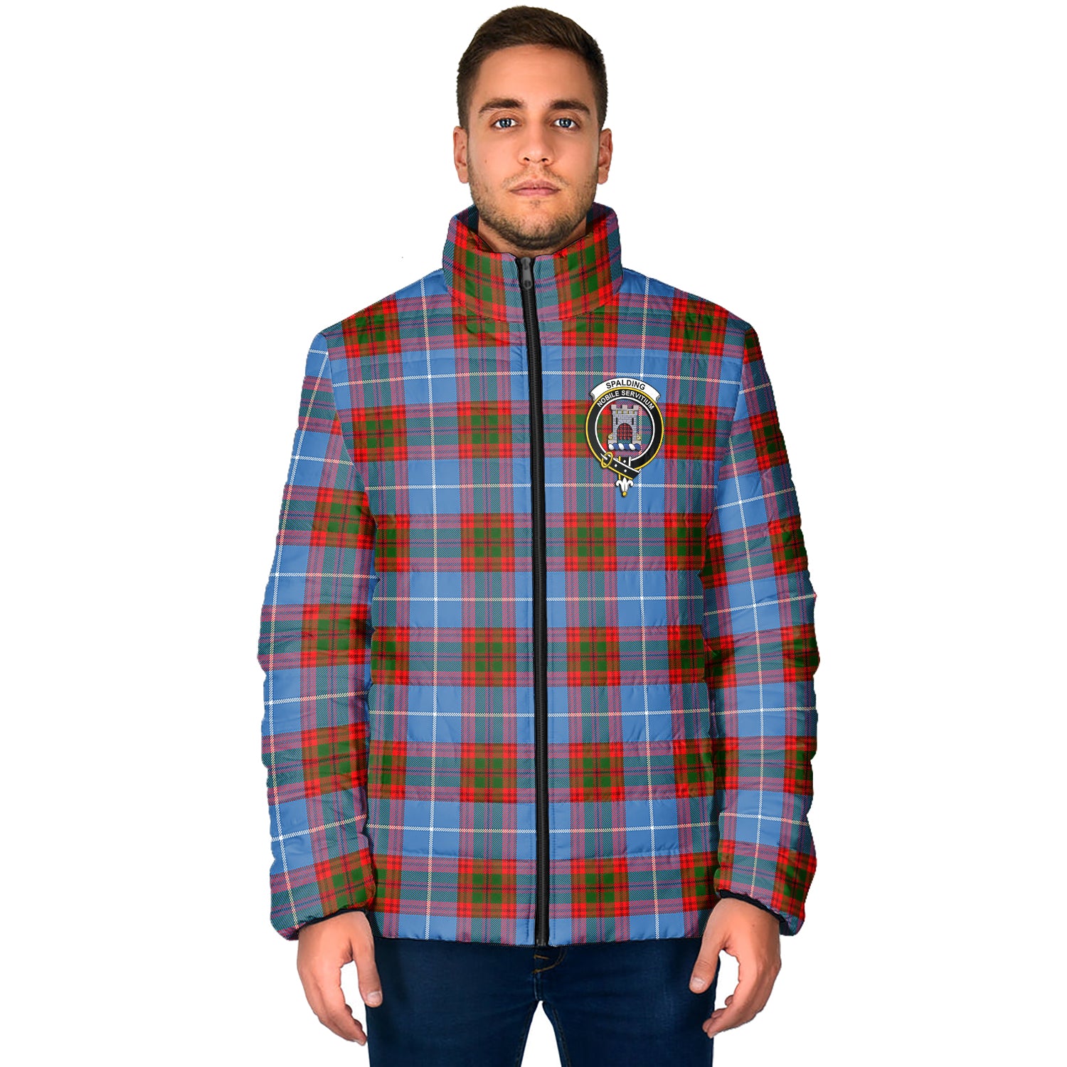 Spalding Tartan Padded Jacket with Family Crest - Tartan Vibes Clothing