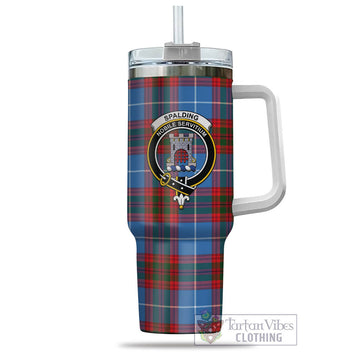 Spalding Tartan Tumbler with Handle with Family Crest - Tartan Vibes Clothing