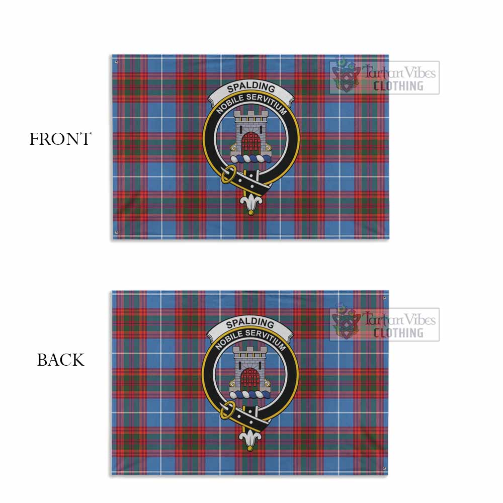 Tartan Vibes Clothing Spalding Tartan House Flag with Family Crest