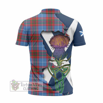 Spalding Tartan Family Crest Zipper Polo Shirt Scottish Thistle Celtic Inspired - Tartan Vibes Clothing