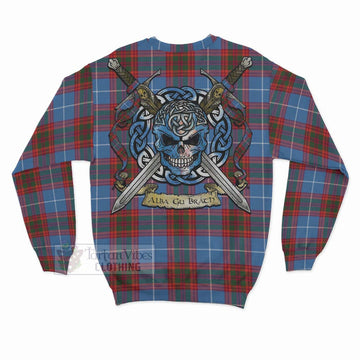 Spalding Tartan Sweatshirt with Family Crest Celtic Skull Style