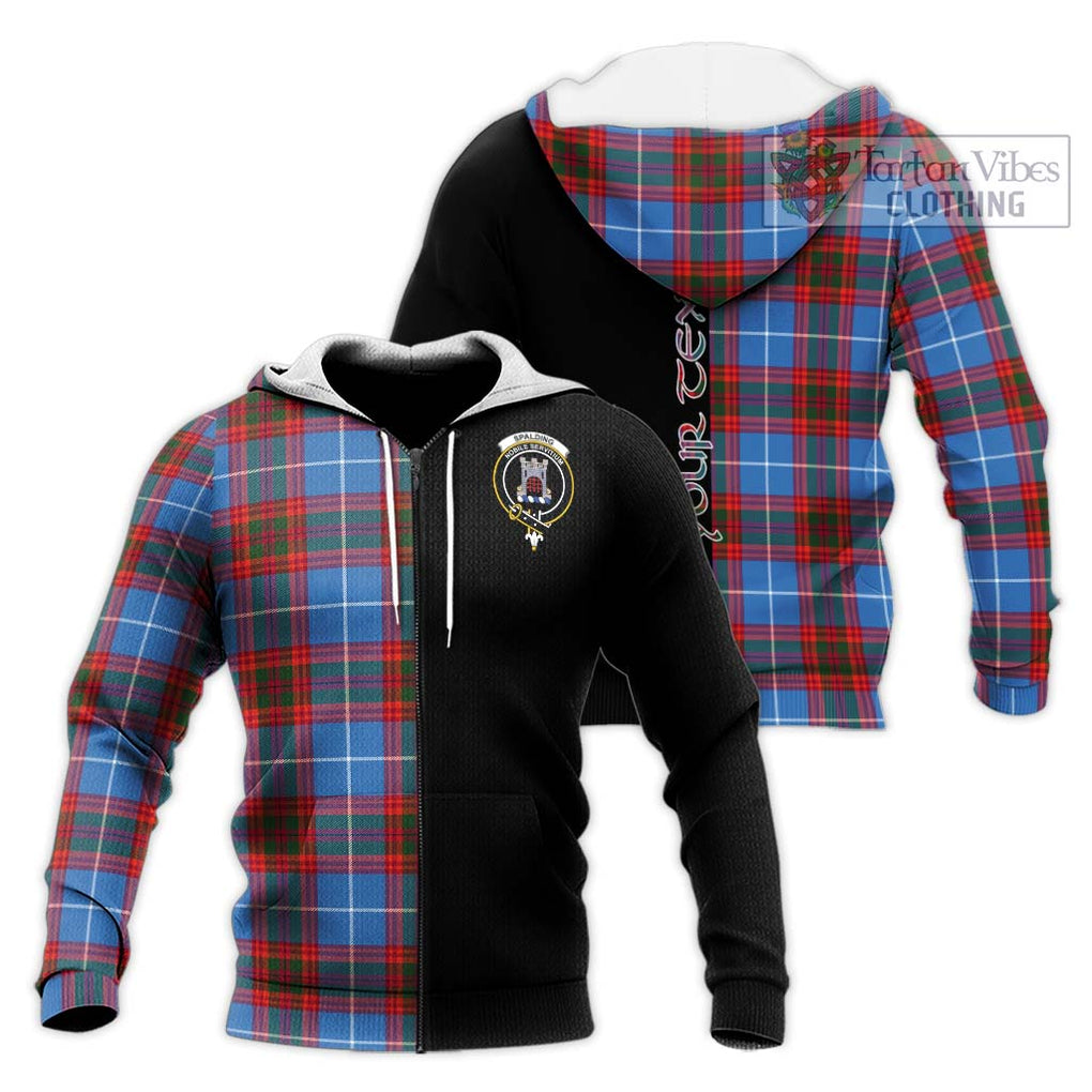 Spalding Tartan Knitted Hoodie with Family Crest and Half Of Me Style Unisex Knitted Zip Hoodie - Tartanvibesclothing Shop