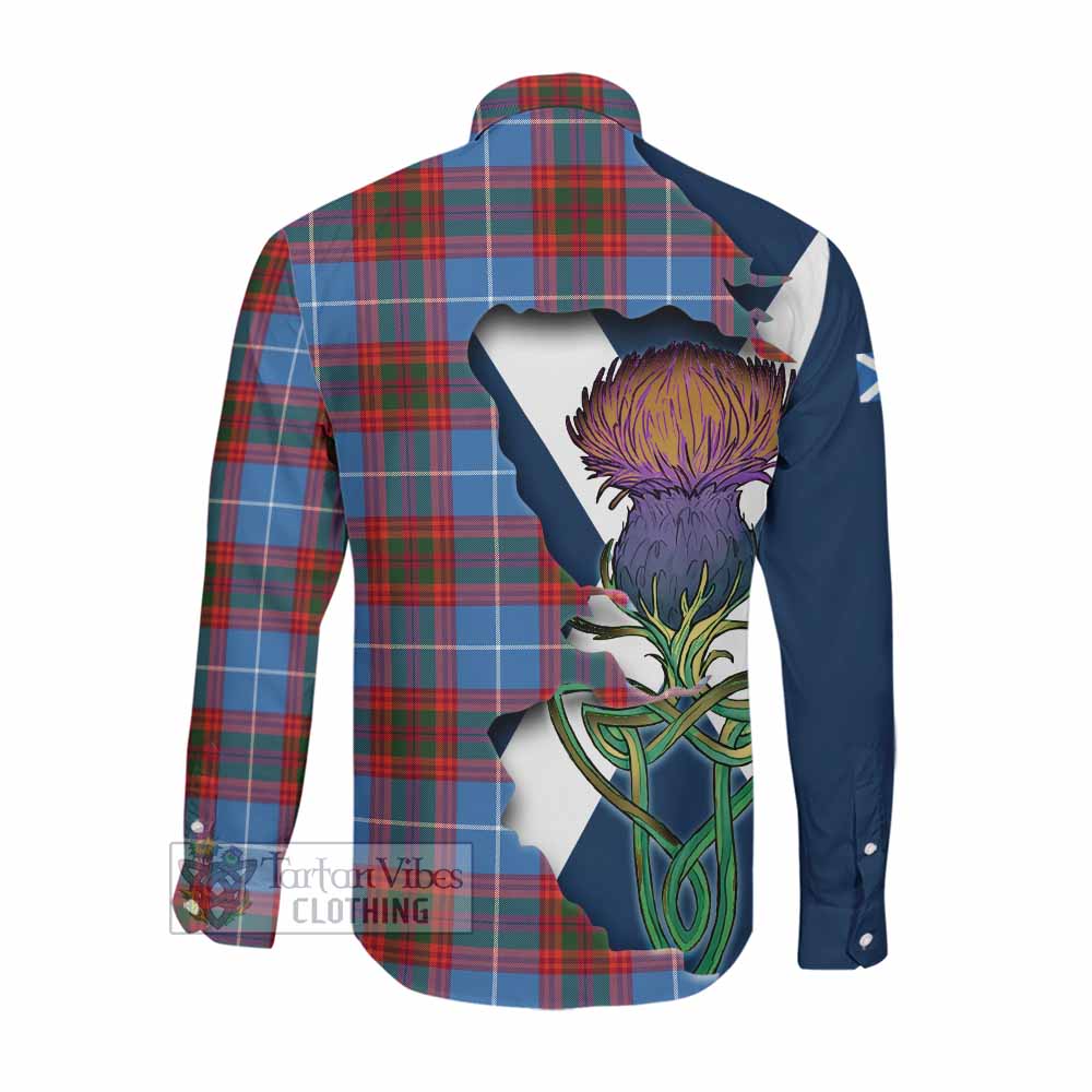 Spalding Tartan Family Crest Long Sleeve Button Shirt Scottish Thistle Celtic Inspired Men's Shirt - Tartan Vibes Clothing