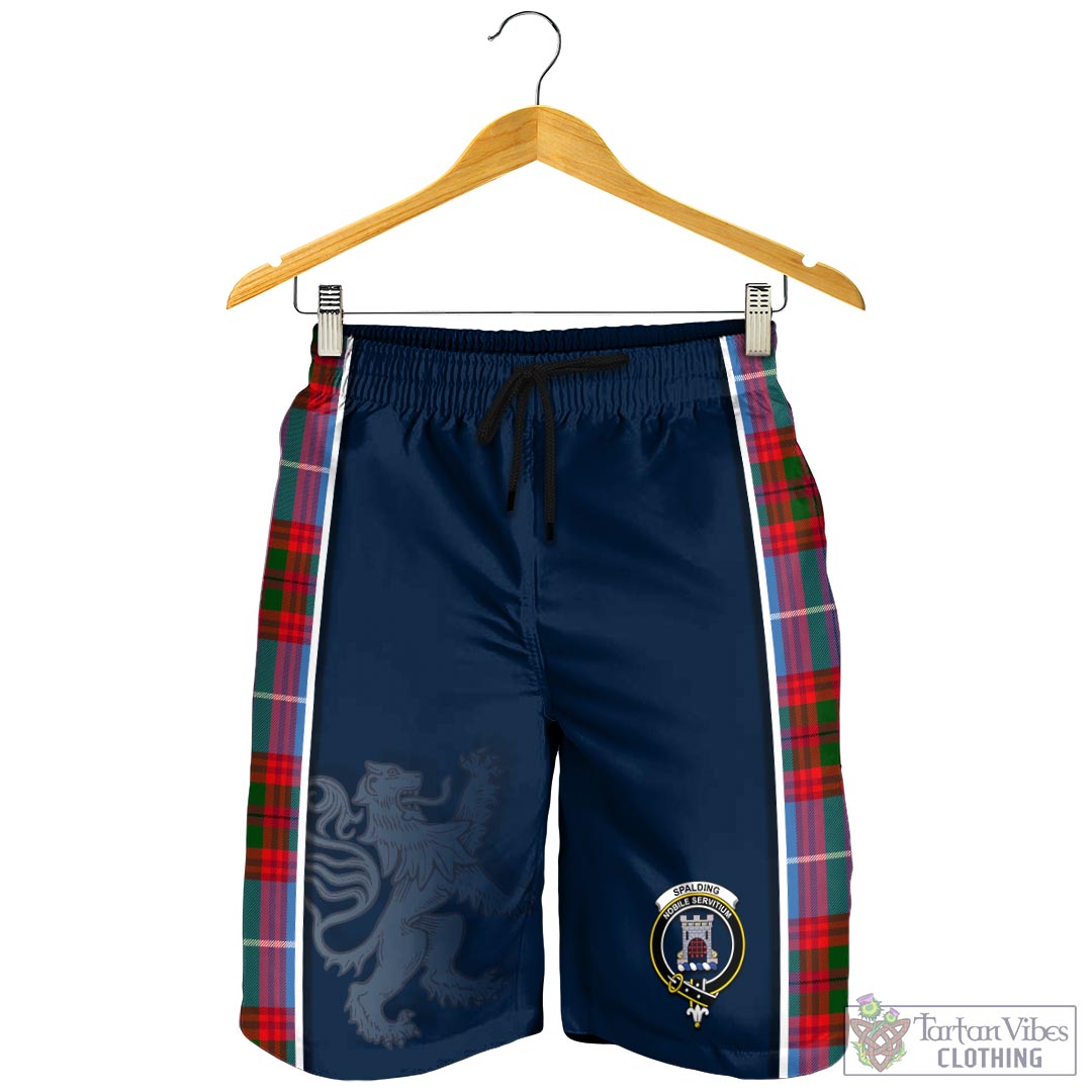 Tartan Vibes Clothing Spalding Tartan Men's Shorts with Family Crest and Lion Rampant Vibes Sport Style