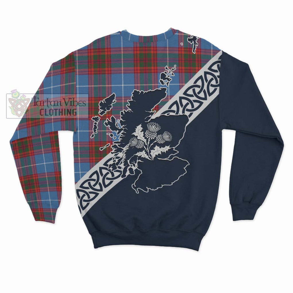 Spalding Tartan Sweatshirt Featuring Thistle and Scotland Map - Tartan Vibes Clothing