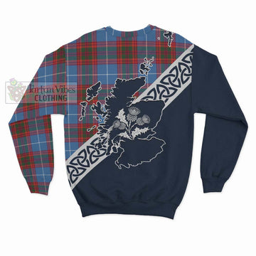 Spalding Tartan Sweatshirt Featuring Thistle and Scotland Map