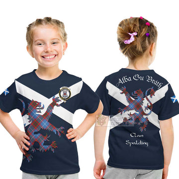 Spalding Tartan Lion Rampant Kid T-Shirt Proudly Display Your Heritage with Alba Gu Brath and Clan Name - Tartan Vibes Clothing