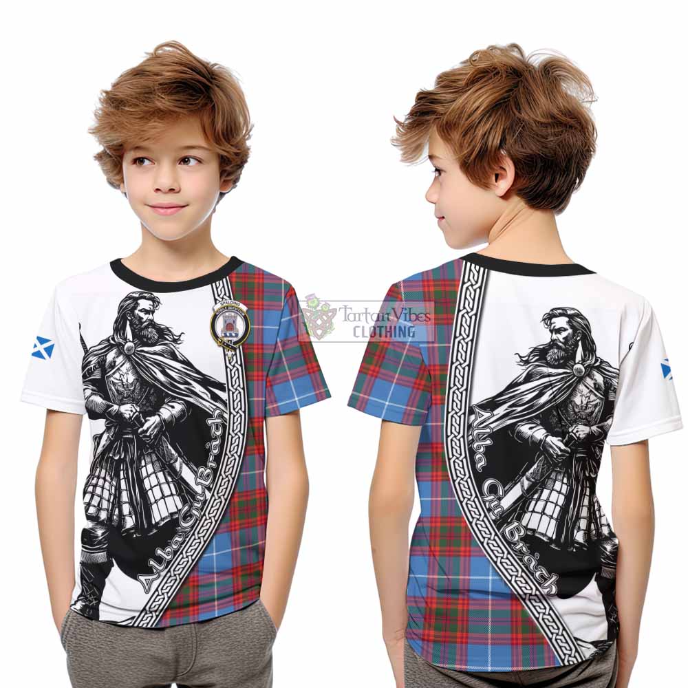 Spalding Tartan Clan Crest Kid T-Shirt with Highlander Warrior Celtic Style - Tartan Vibes Clothing