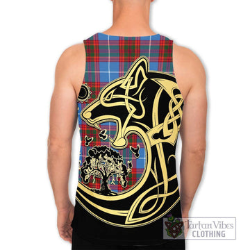 Spalding Tartan Men's Tank Top with Family Crest Celtic Wolf Style