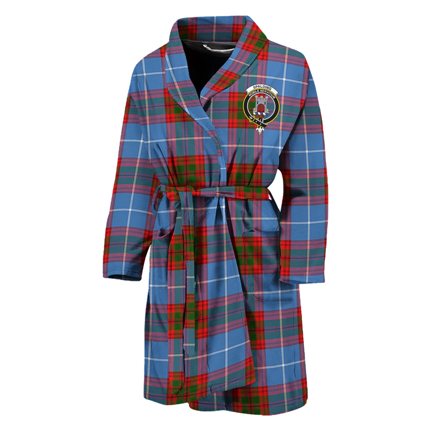 Spalding Tartan Bathrobe with Family Crest Unisex M - Tartan Vibes Clothing