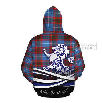 Spalding Tartan Cotton Hoodie with Alba Gu Brath Regal Lion Emblem Pullover Hoodie - Tartan Vibes Clothing