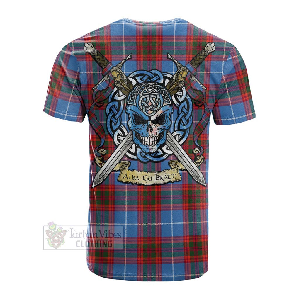 Spalding Tartan Cotton T-shirt with Family Crest Celtic Skull Style Men's Shirt - Tartan Vibes Clothing