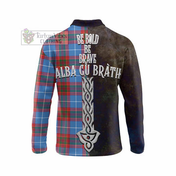 Spalding Tartan Family Crest Long Sleeve Polo Shirt Alba Gu Brath Be Brave Lion Ancient Style - Tartan Vibes Clothing