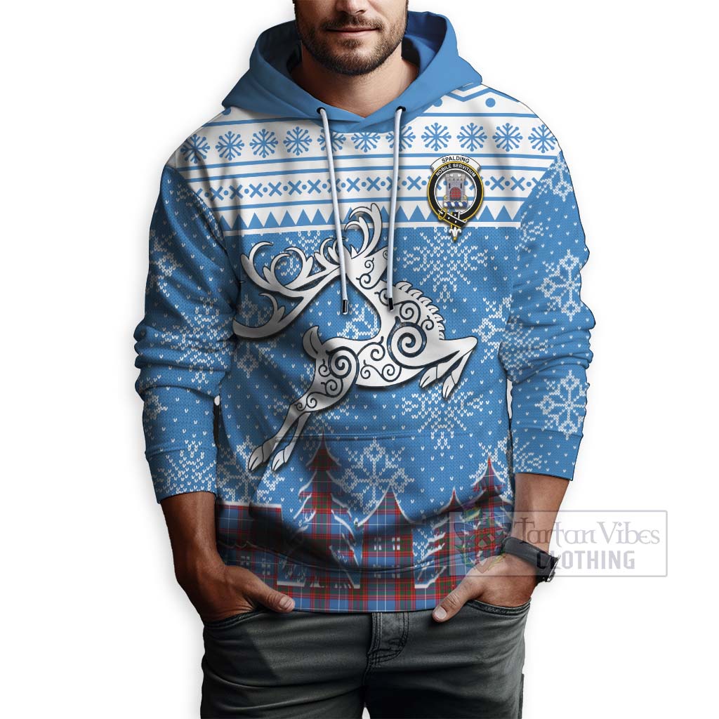 Spalding Clan Christmas Hoodie Celtic Reindeer Style - Tartan Vibes Clothing