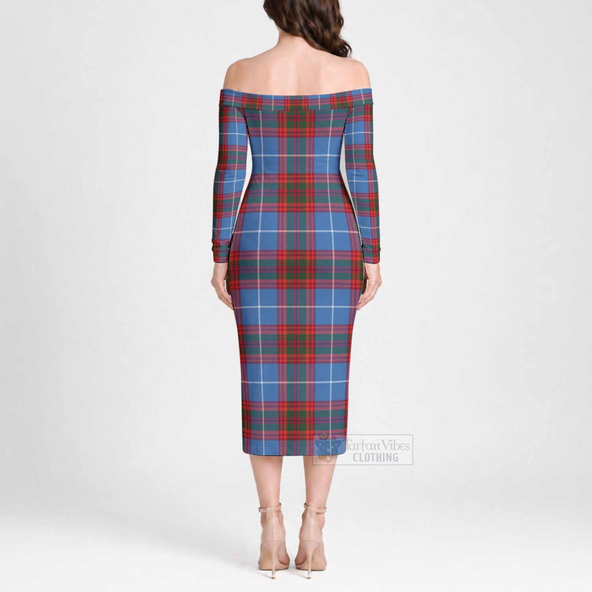 Spalding Tartan Off Shoulder Lady Dress - Tartan Vibes Clothing
