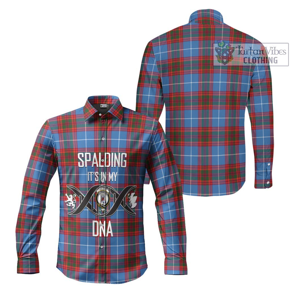 Spalding Tartan Long Sleeve Button Shirt with Family Crest DNA In Me Style Men's Shirt - Tartanvibesclothing Shop