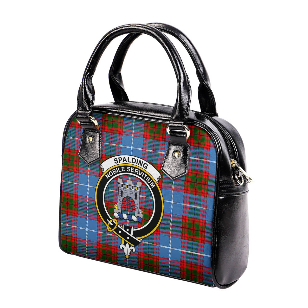 Spalding Tartan Shoulder Handbags with Family Crest - Tartanvibesclothing