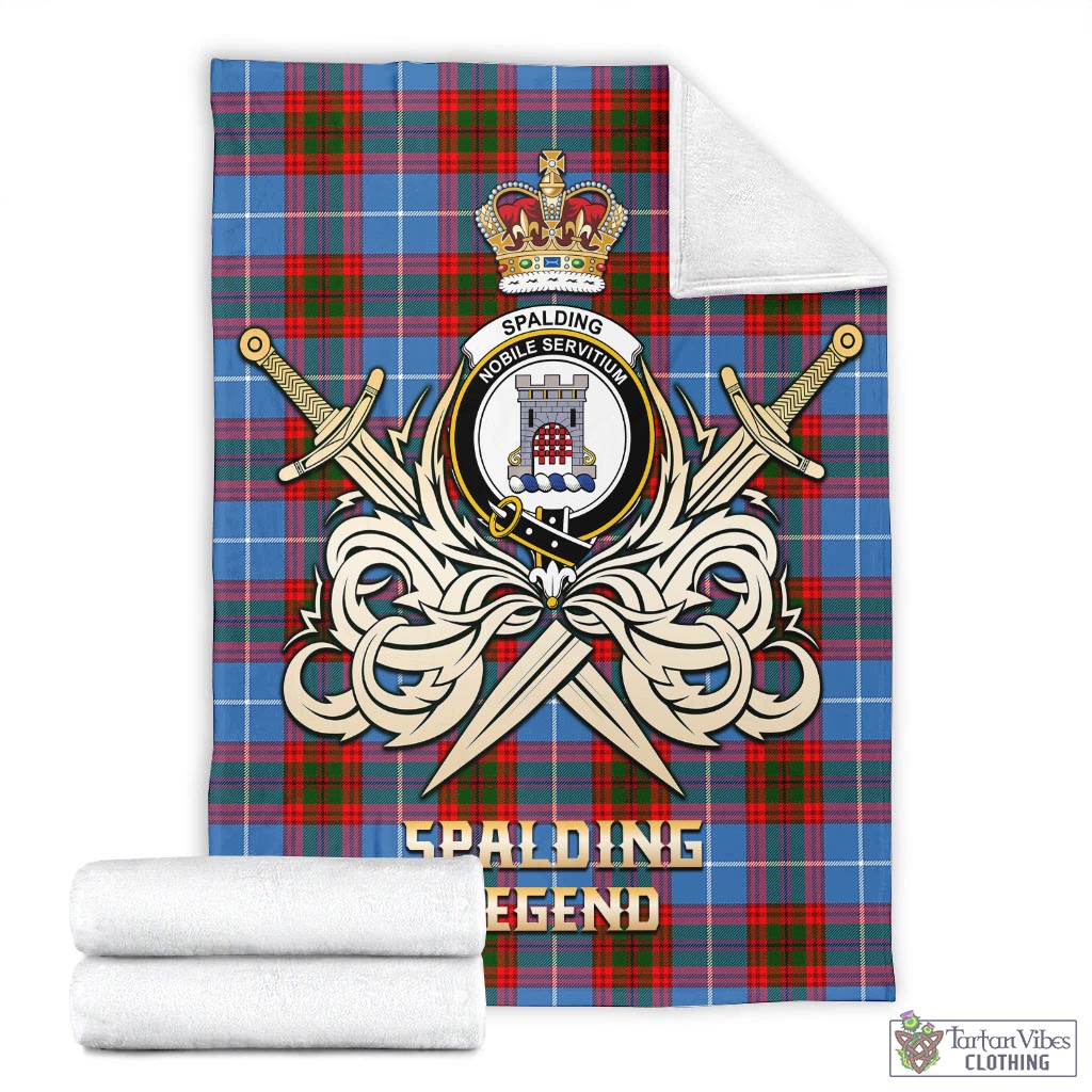 Tartan Vibes Clothing Spalding Tartan Blanket with Clan Crest and the Golden Sword of Courageous Legacy