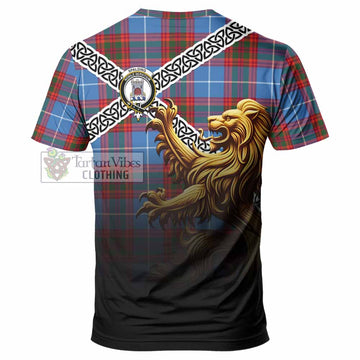Spalding Crest Tartan T-Shirt with Golden Lion Emblem Celtic Style - Tartan Vibes Clothing
