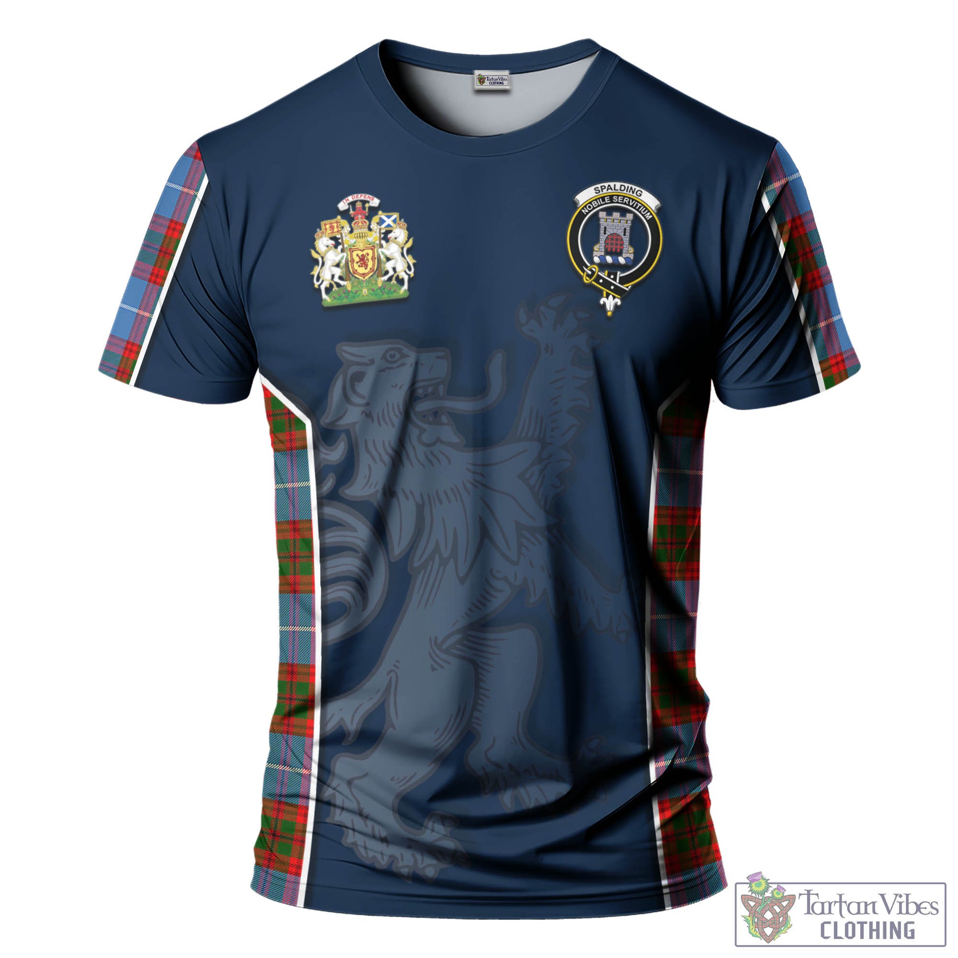 Tartan Vibes Clothing Spalding Tartan T-Shirt with Family Crest and Lion Rampant Vibes Sport Style