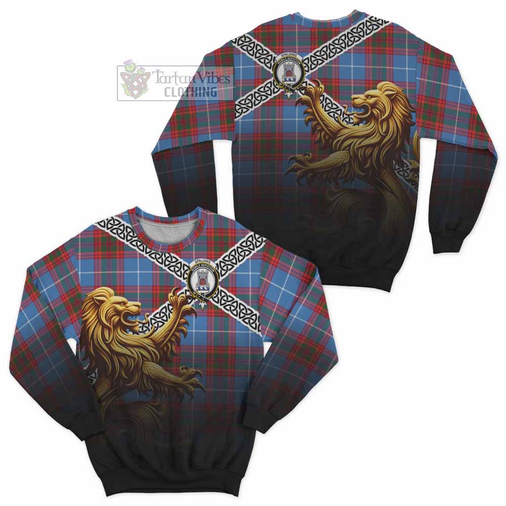 Spalding Crest Tartan Sweatshirt with Golden Lion Emblem Celtic Style - Tartan Vibes Clothing