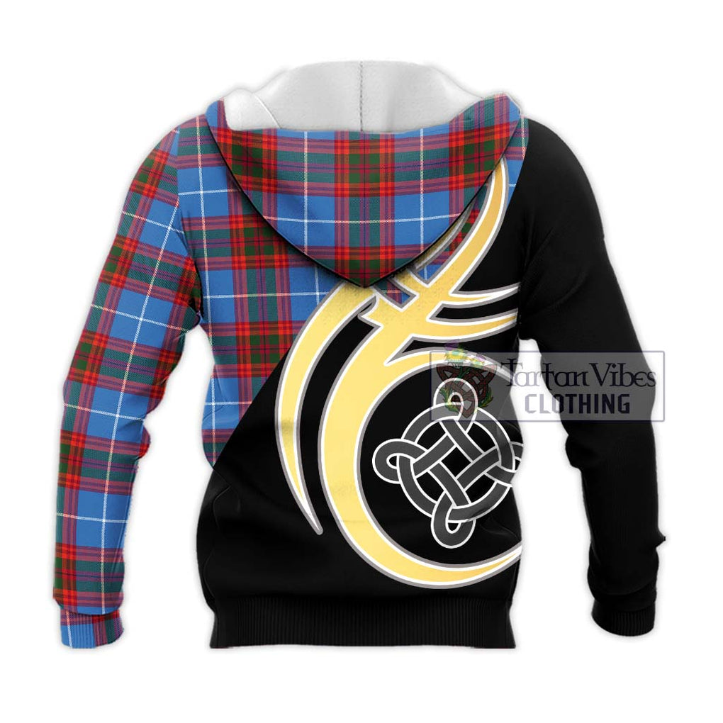 Spalding Tartan Knitted Hoodie with Family Crest and Celtic Symbol Style - Tartan Vibes Clothing