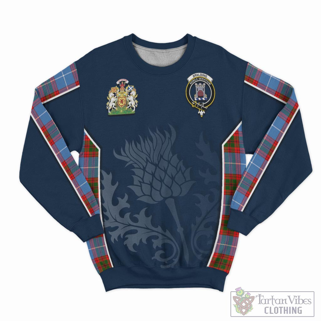 Tartan Vibes Clothing Spalding Tartan Sweatshirt with Family Crest and Scottish Thistle Vibes Sport Style