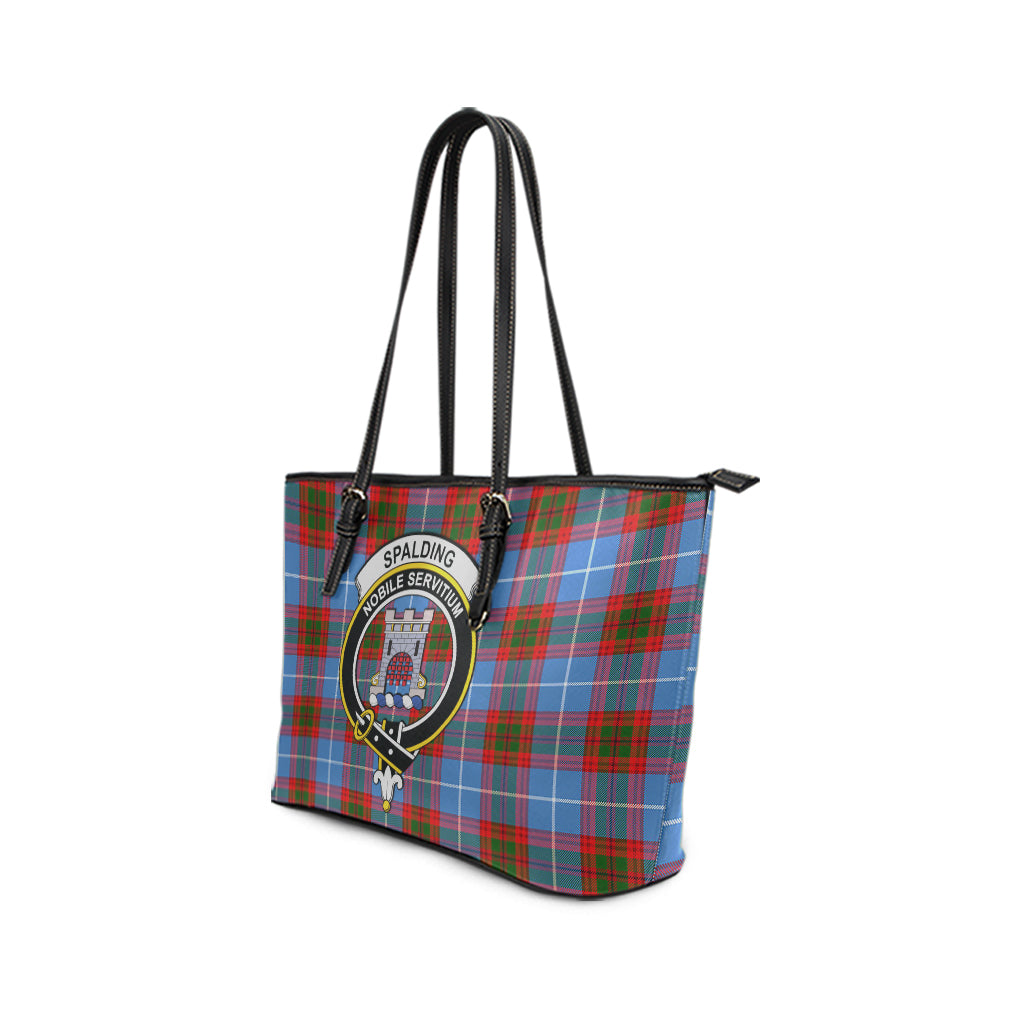 Spalding Tartan Leather Tote Bag with Family Crest - Tartan Vibes Clothing