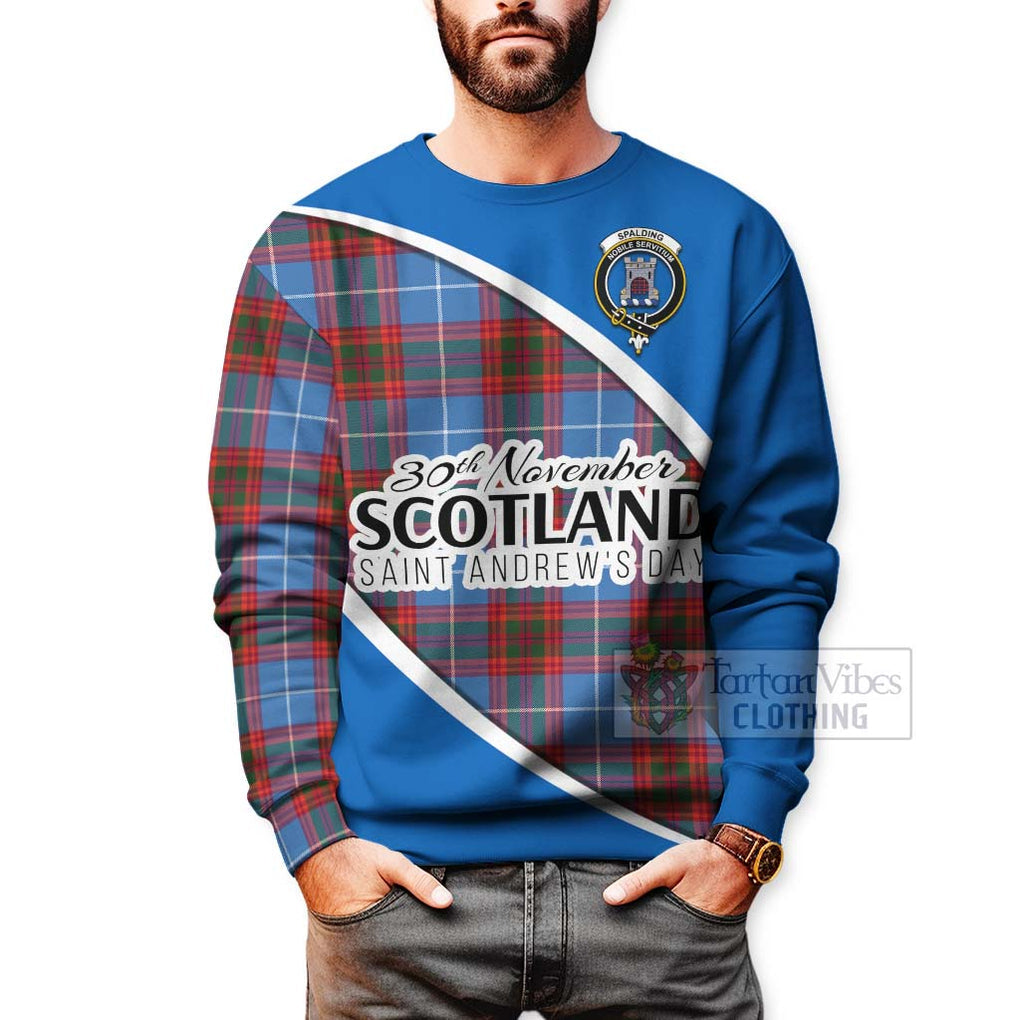 Spalding Family Crest Tartan Sweatshirt Celebrate Saint Andrew's Day in Style - Tartan Vibes Clothing