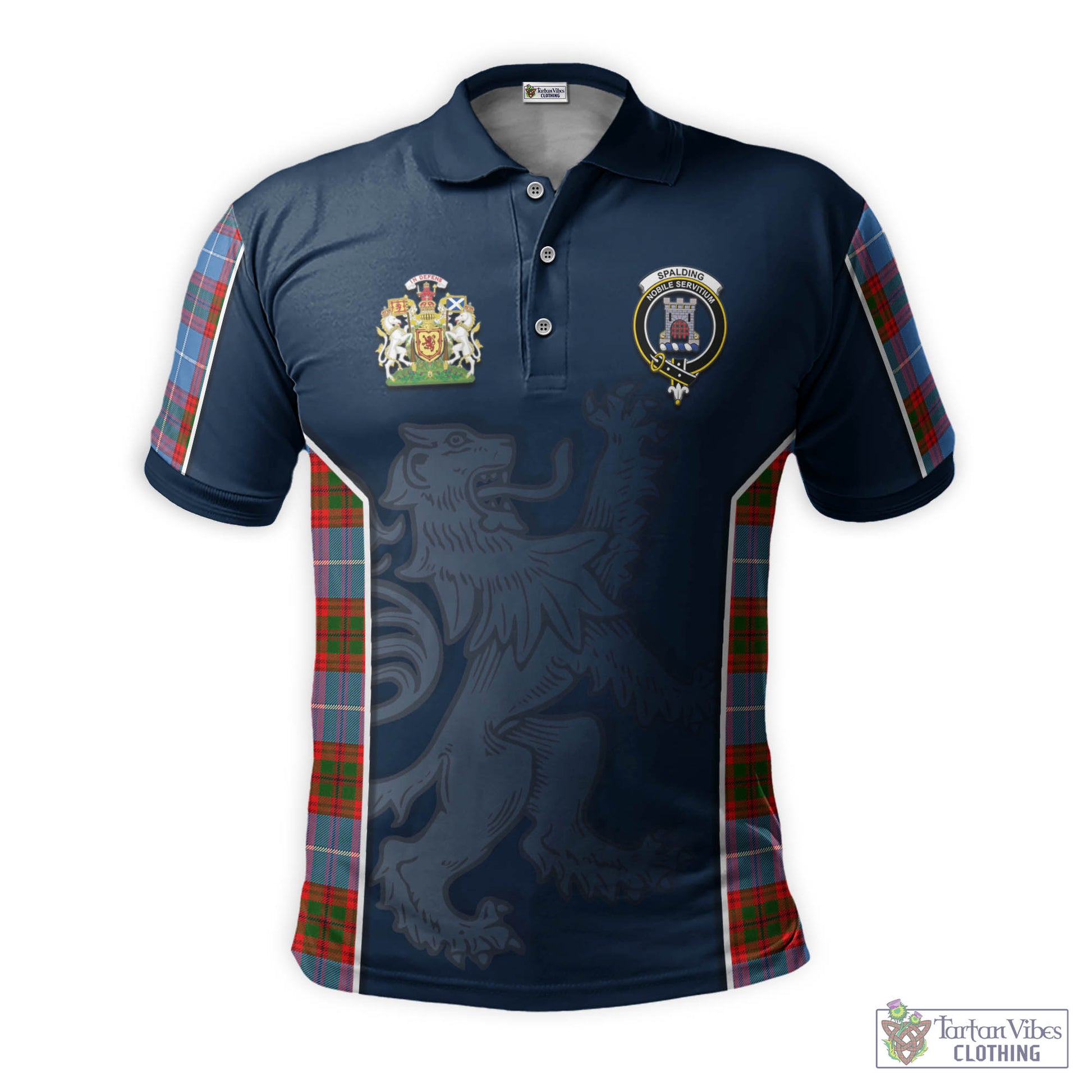 Tartan Vibes Clothing Spalding Tartan Men's Polo Shirt with Family Crest and Lion Rampant Vibes Sport Style