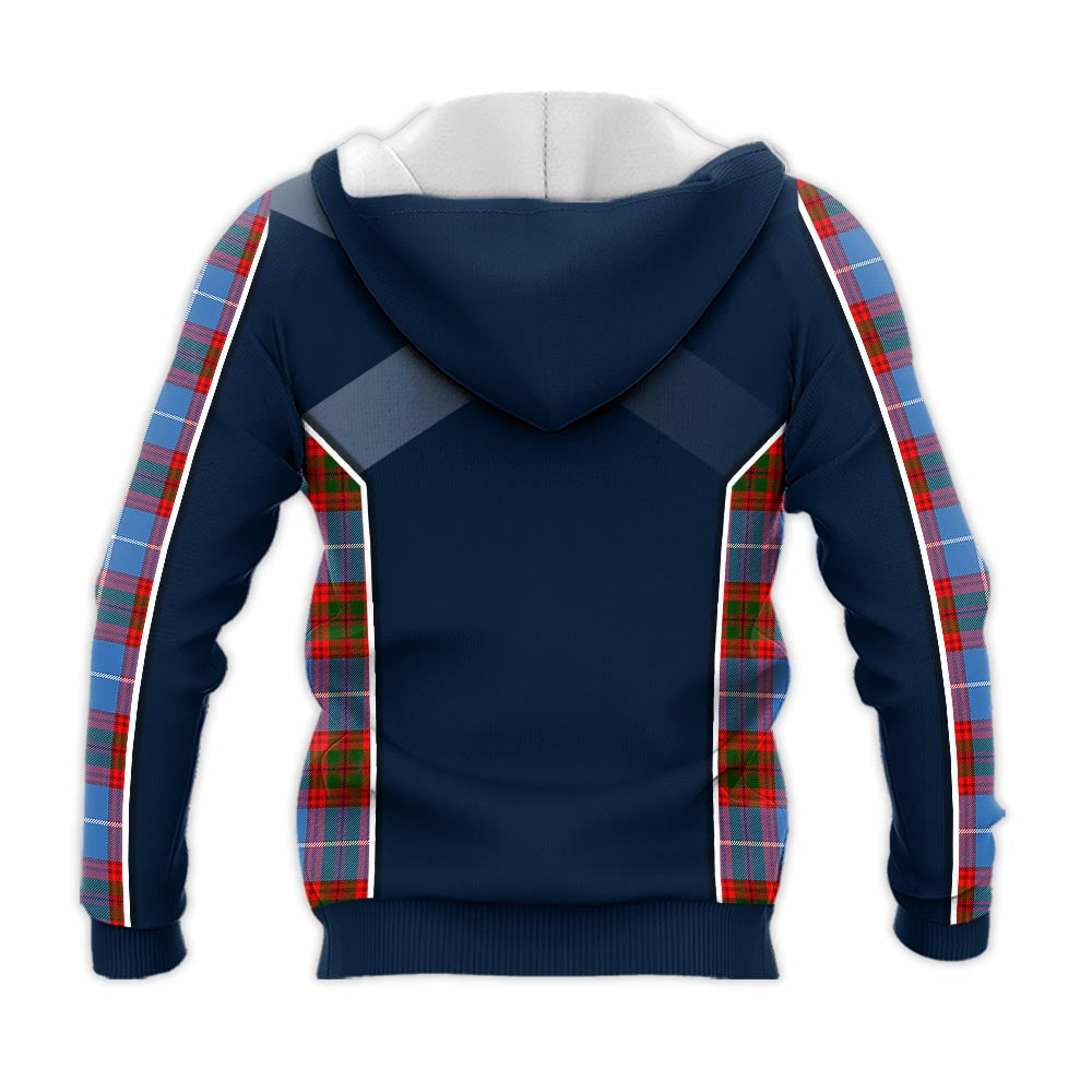 Tartan Vibes Clothing Spalding Tartan Knitted Hoodie with Family Crest and Scottish Thistle Vibes Sport Style