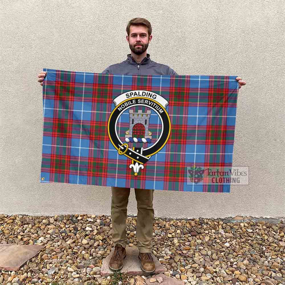 Tartan Vibes Clothing Spalding Tartan House Flag with Family Crest