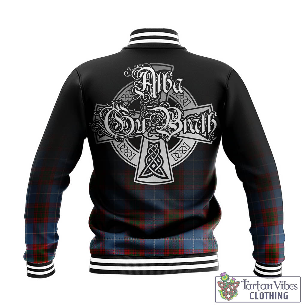 Tartan Vibes Clothing Spalding Tartan Baseball Jacket Featuring Alba Gu Brath Family Crest Celtic Inspired