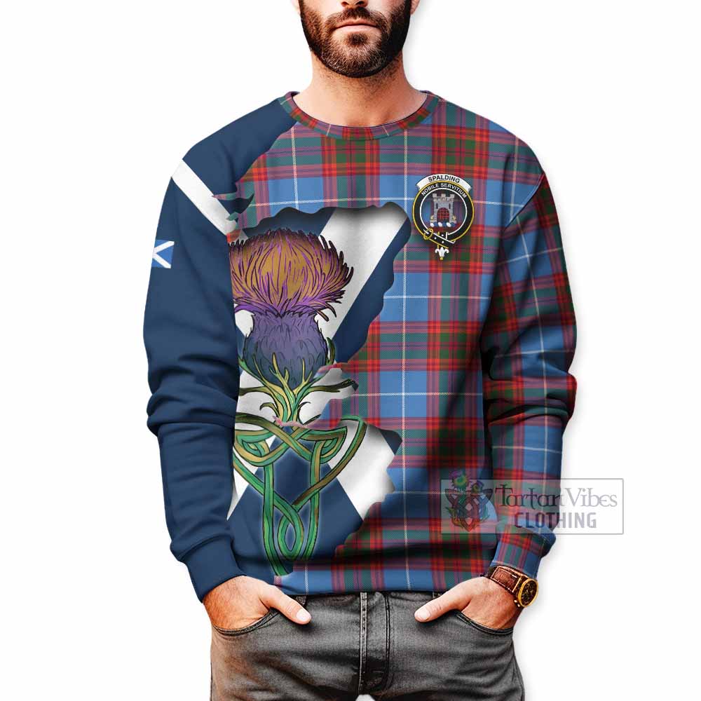 Spalding Tartan Family Crest Sweatshirt Scottish Thistle Celtic Inspired - Tartan Vibes Clothing