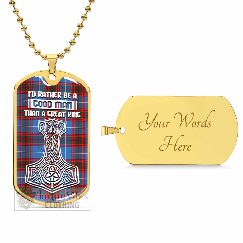 Spalding Tartan Dog Tag Necklace Viking Mjolnir Style Gold Yes - Tartan Vibes Clothing