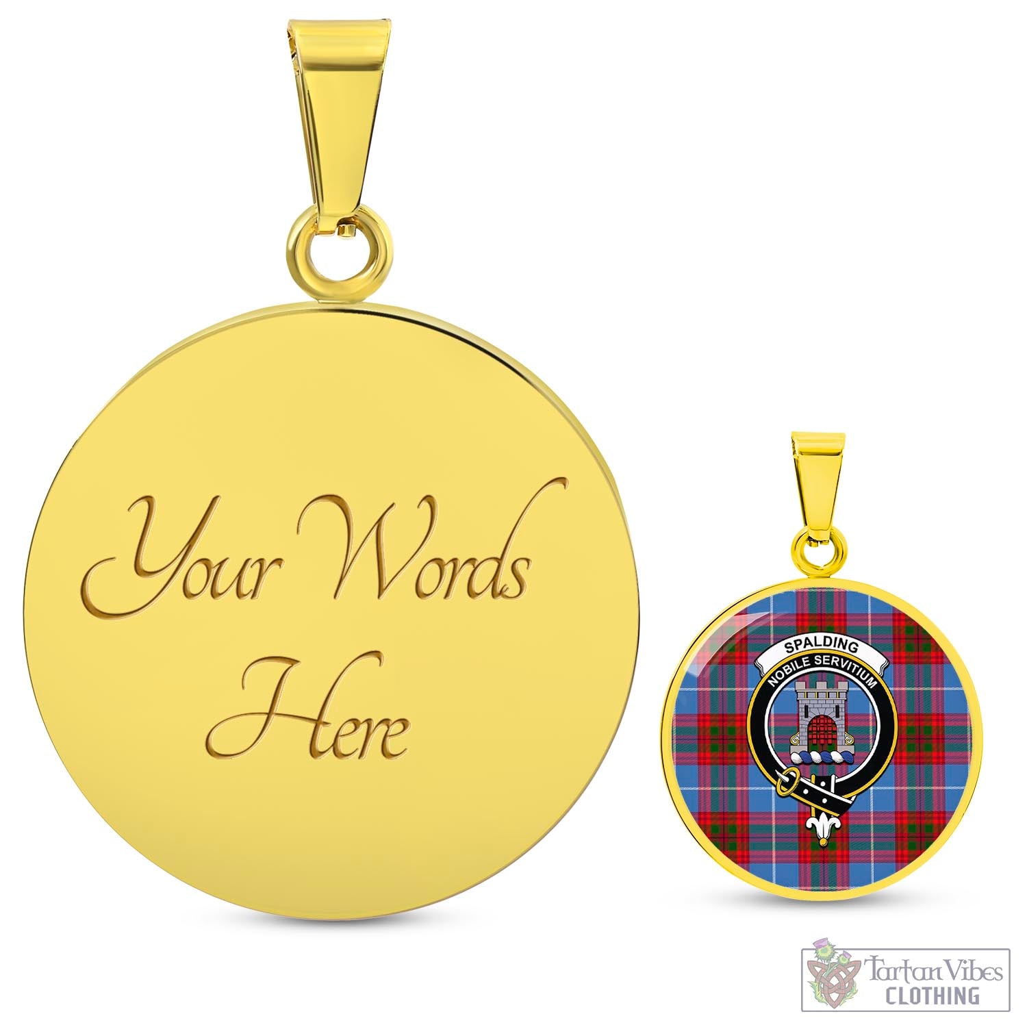 Spalding Tartan Circle Necklace with Family Crest Luxury Necklace (Gold) Yes - Tartan Vibes Clothing