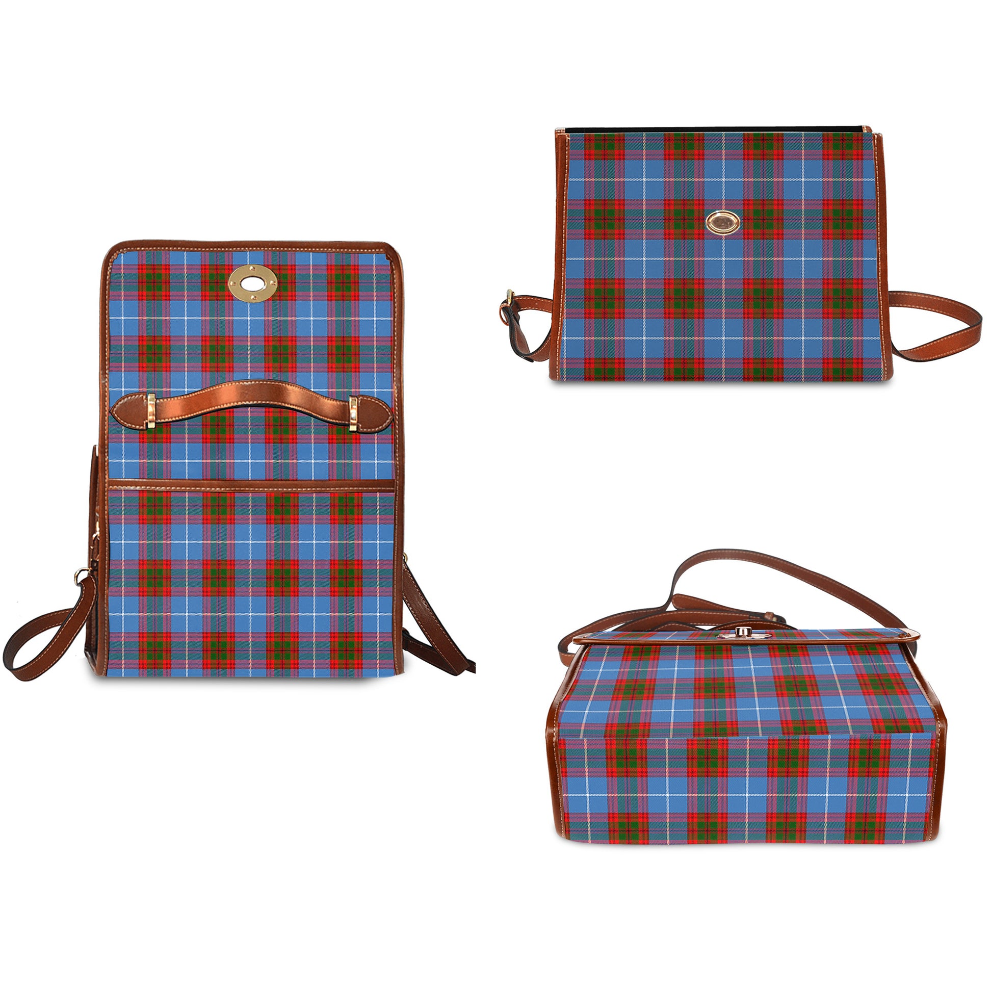 spalding-tartan-leather-strap-waterproof-canvas-bag