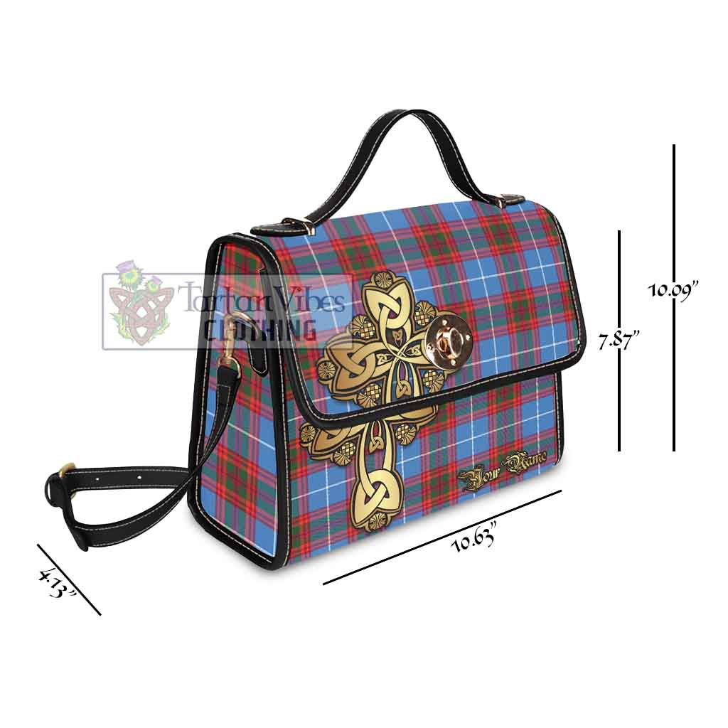 Tartan Vibes Clothing Spalding Tartan Waterproof Canvas Bag Golden Thistle Celtic Cross Style