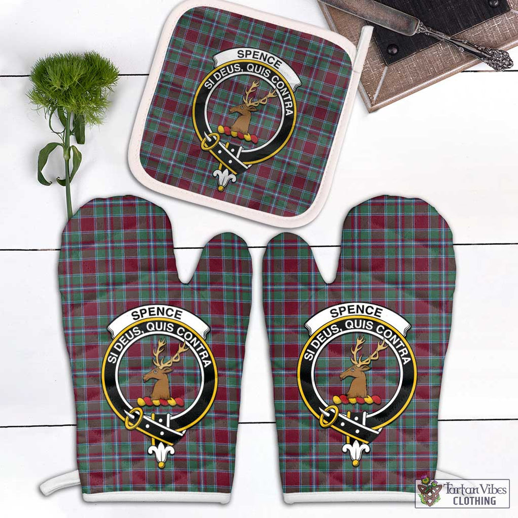 Spence Tartan Combo Oven Mitt & Pot-Holder with Family Crest White - Tartan Vibes Clothing