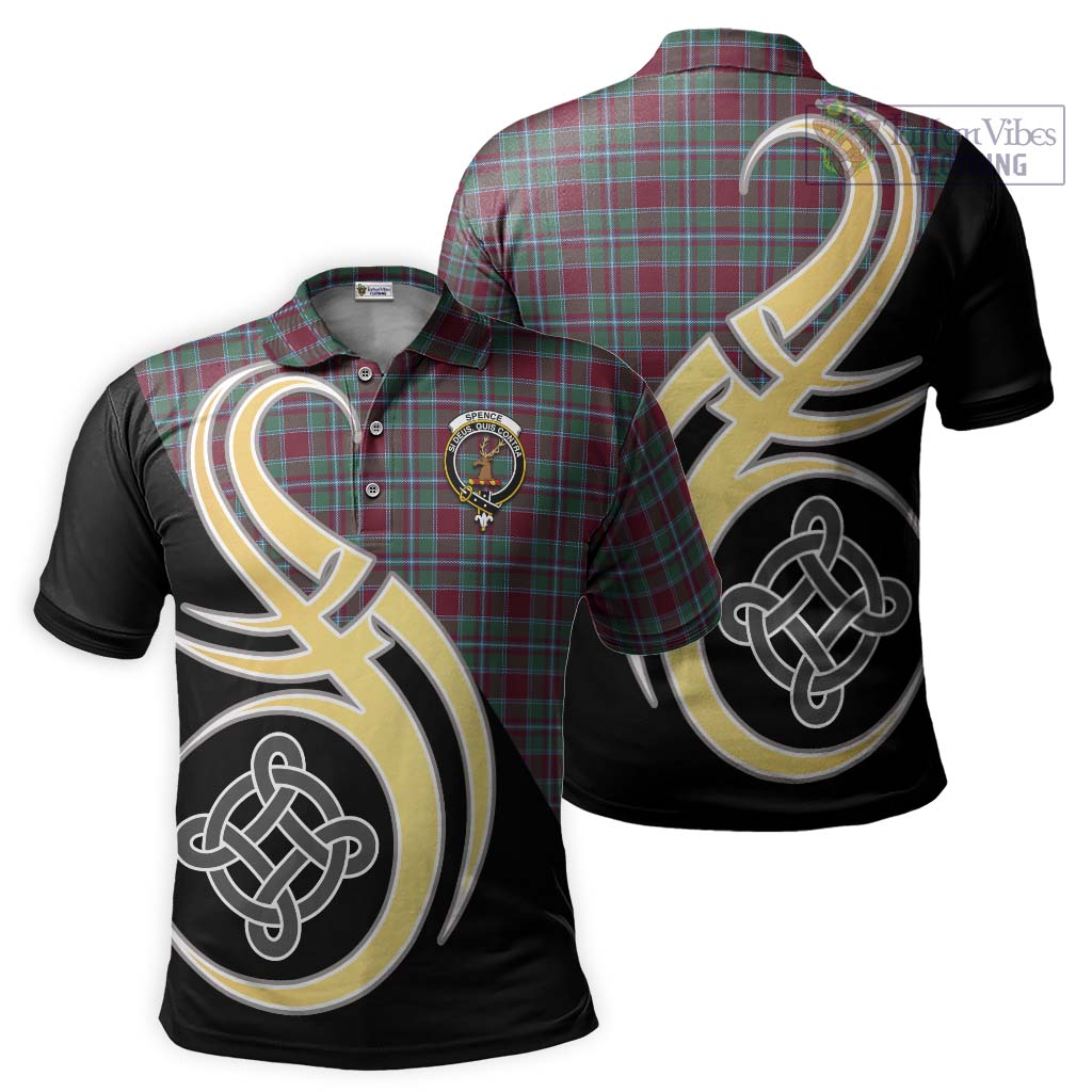 Tartan Vibes Clothing Spence Tartan Polo Shirt with Family Crest and Celtic Symbol Style