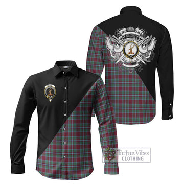 Spence Tartan Long Sleeve Button Shirt with Family Crest and Military Logo Style Men's Shirt S - Tartan Vibes Clothing